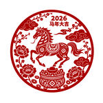 2026马年玻璃贴花剪纸窗花