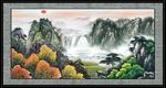 山水秋色国画风景图