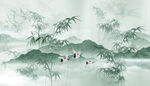 水墨竹子山水画