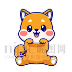 可爱柴犬抱物卡通形象