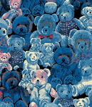 蓝色毛绒玩具熊图案