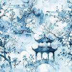 水墨江南雪景中的古韵楼阁