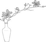 花瓶插枝花卉线描图 矢量图