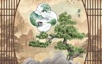 中式山水松景装饰画