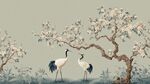 中式花鸟图 双鹤栖于繁花树