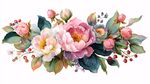 水彩风粉色花卉组合插画
