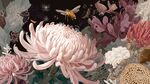 粉色菊花与蜂的梦幻图景
