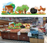 农场动物与小屋风景