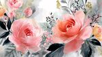 水彩粉色花卉优雅插画