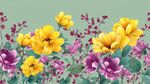 黄绿紫花卉图案背景图