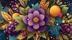 繁花硕果丰收景象插画
