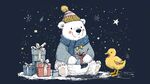 冬日小熊与小鸭的温馨时刻