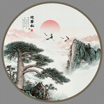 迎客松山水画