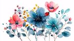 水彩花卉与瓢虫的梦幻组合
