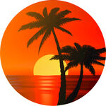 夕阳下的椰树海景