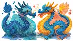 双生祥龙绘 灵动祥瑞风