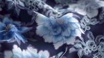 蓝白花卉印花布料细节