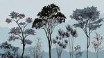 森林树木剪影自然风景图