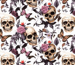 骷髅花卉蝴蝶图案背景