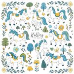 可爱卡通小马插画图案印花