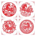 2026马年传统红色剪纸马窗花