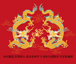 祥瑞彩龙纹双龙线描龙包装龙标签