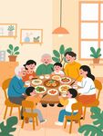 团圆饭插画