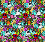 多彩万圣节元素无缝图案