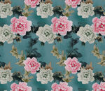 蓝底花卉图案纹理背景