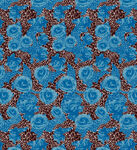 蓝色花卉豹纹 图案布料纹理