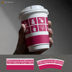 手持红白图案咖啡杯设计