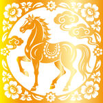 金色马剪纸马