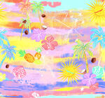 数码印花夏日海滨梦幻花卉图案