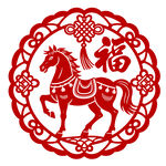 非遗红色马年剪纸窗贴马年素材