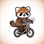 卡通小浣熊骑自行车