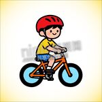 卡通小男孩骑自行车