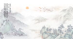 新中式水墨国画山水背景墙壁画