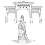 中山东凤孖水天后宫牌坊线稿图