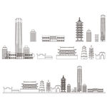 福州景点建筑城市旅游剪影地标志