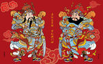 传统门神画像喜庆祥瑞