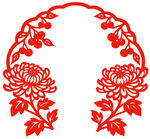 中式菊花花纹镂空装饰