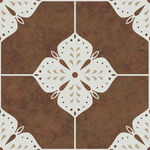 复古花纹棕色瓷砖花砖地板