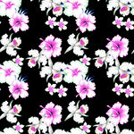 粉色花卉黑色背景图案