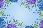 蓝紫花卉边框背景图