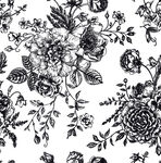 线条花朵数码印花 玫瑰花