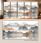 中式山水意境移门图案