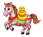 驮金元宝的可爱小马
