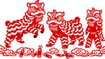 剪纸风舞狮图案