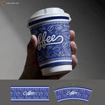 蓝白花纹咖啡杯设计展示