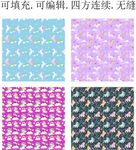 卡通小马 独角兽 马年图案 